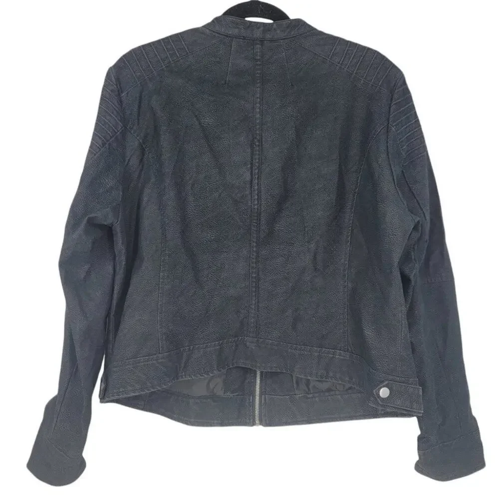 Torrid Faux Leather Full Zip Snap Button Neck Long Sleeve Moto Jacket Size 2X